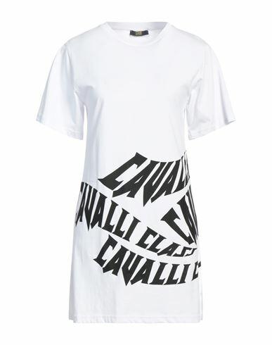 Cavalli Class Woman Mini dress White Cotton Cover