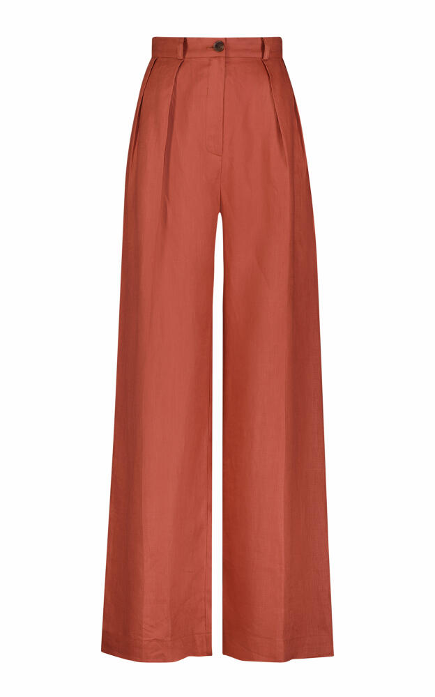 Matthew Bruch - High-Waisted Linen Wide-Leg Pants - Orange Cover