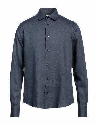 Trussardi Man Shirt Slate blue Linen Cover