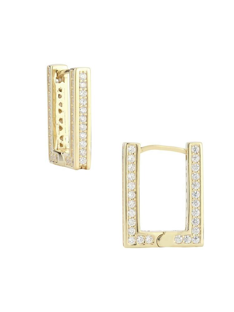 SPHERA MILANO Women's 14K Goldplated Sterling Silver & Cubic Zirconia Small Rectangle Hoop Earrings Cover