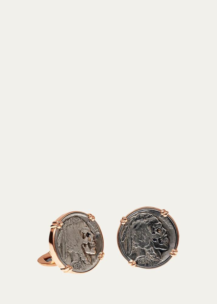 Jorge Adeler 18K Rose Gold Cufflinks w/ Hobo Nickel Coins Cover