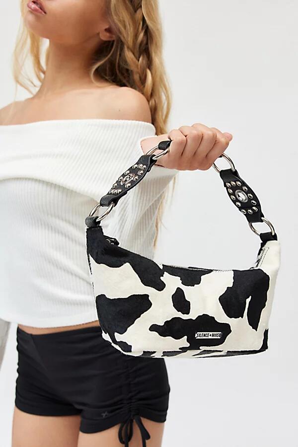 Silence + Noise Luna Animal Print Western Baguette Bag in Cow Print Cover