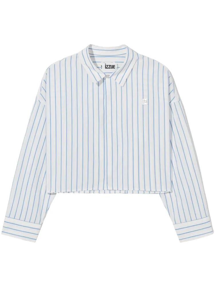 izzue striped cotton cropped shirt - White Cover