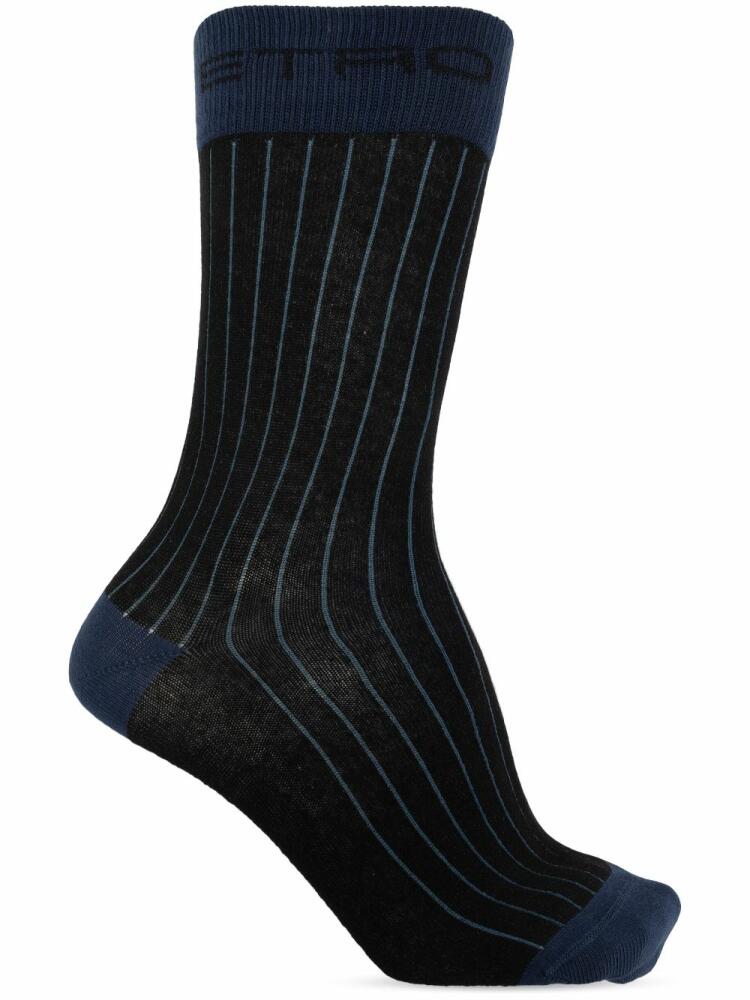 ETRO logo-jacquard striped socks - Blue Cover