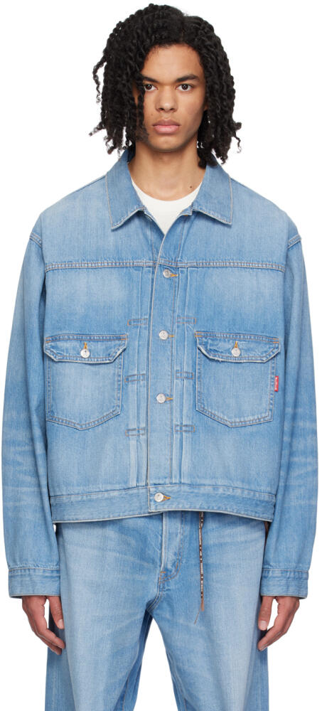 MASTERMIND WORLD Blue Faded Denim Jacket Cover