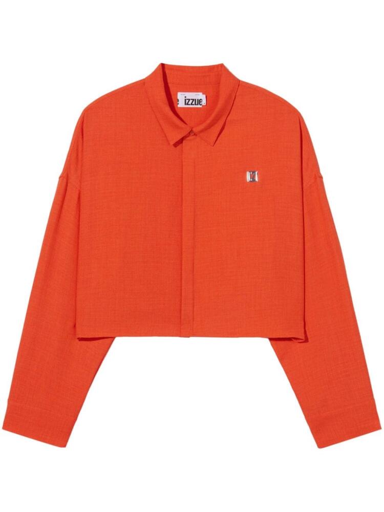 izzue logo-plaque cropped shirt - Orange Cover