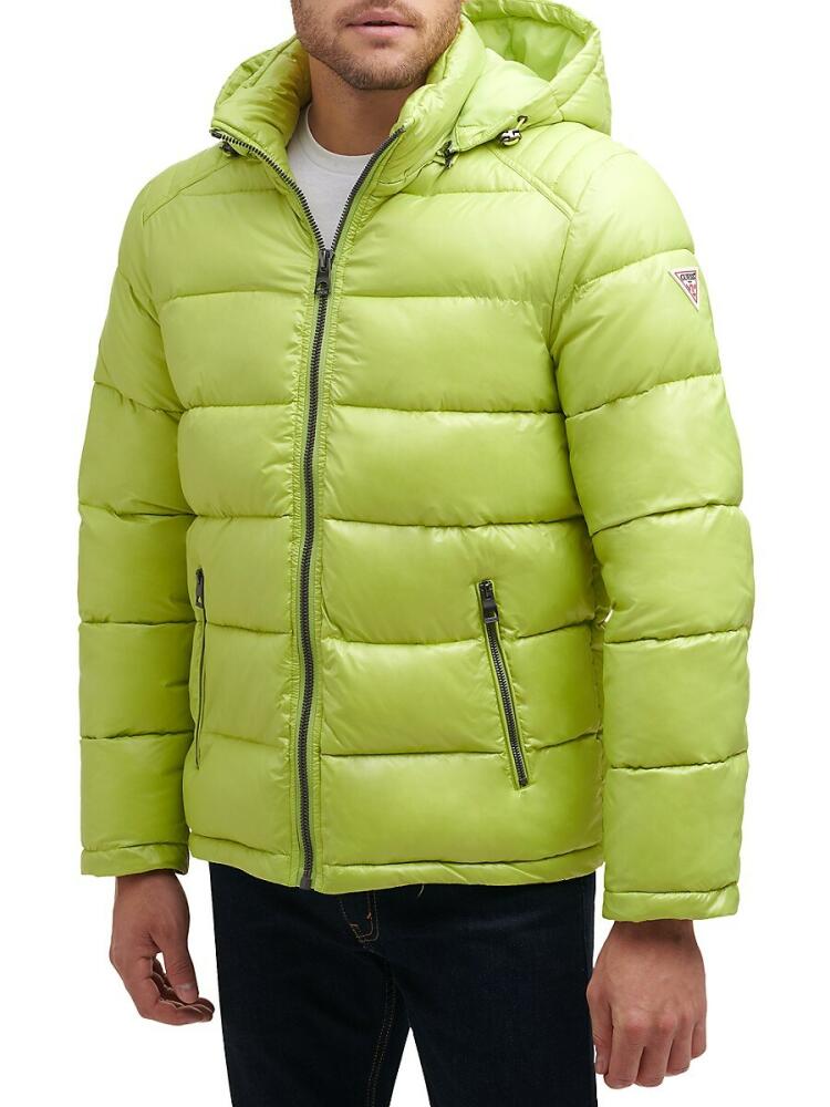 Guess Men's Quilted Zip Up Puffer Jacket - Limeade Cover