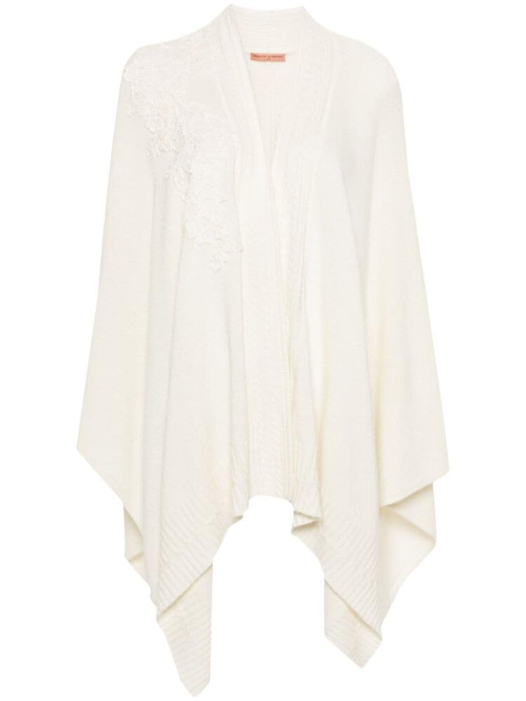 Ermanno Scervino lace-detailed cape - White Cover