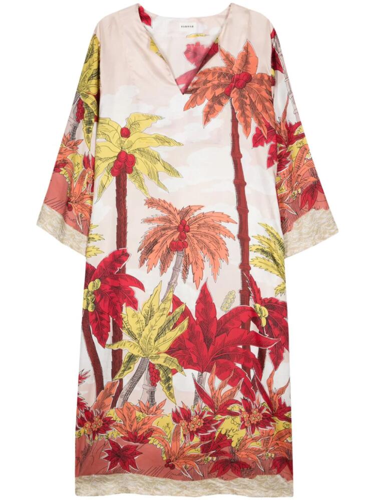 P.A.R.O.S.H. palm tree-print silk dress - Pink Cover