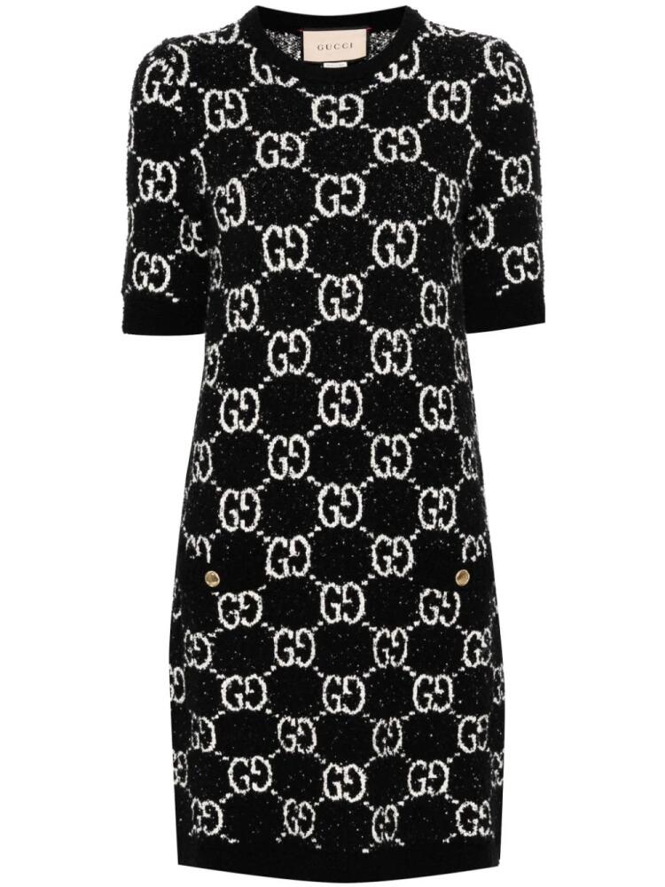 Gucci GG-jacquard short-sleeve dress - Black Cover