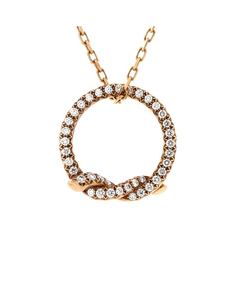 Pre-Owned Cartier Entrelaces Circle Pendant Necklace 18K Rose Gold with Diamonds Cover