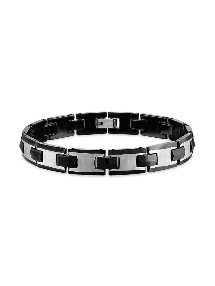 Esquire Men's Two-tone Stainless Steel & Tungsten Link Bracelet Cover