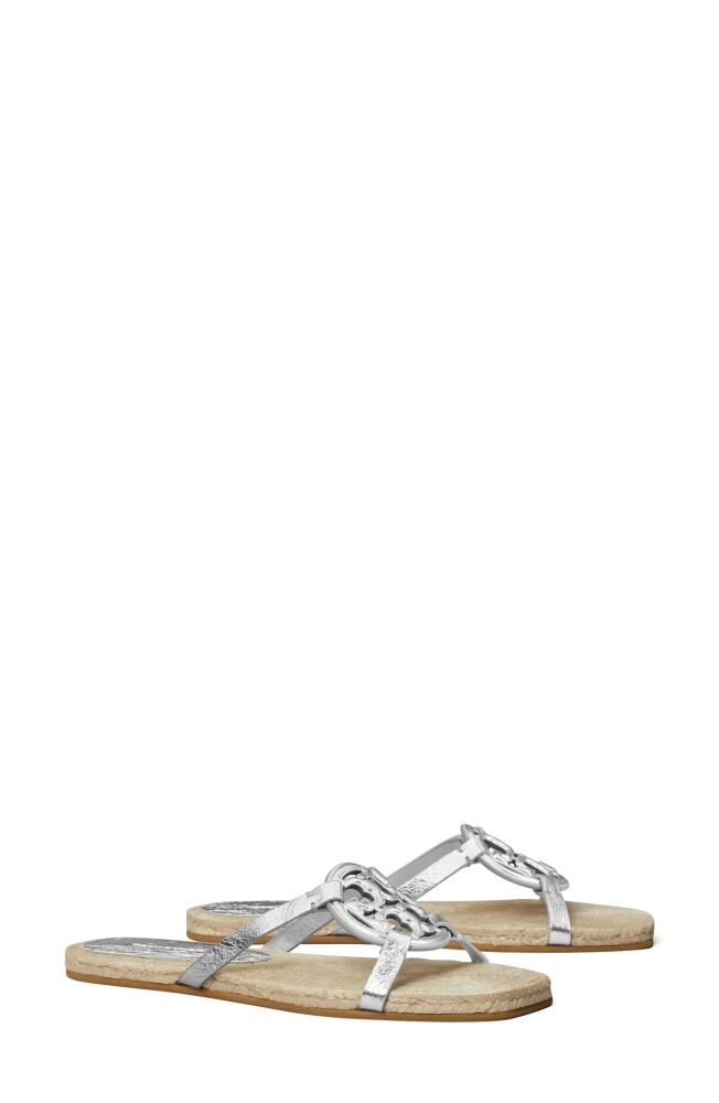 Tory Burch Bombé Miller Espadrille Slide Sandal in Silver Cover