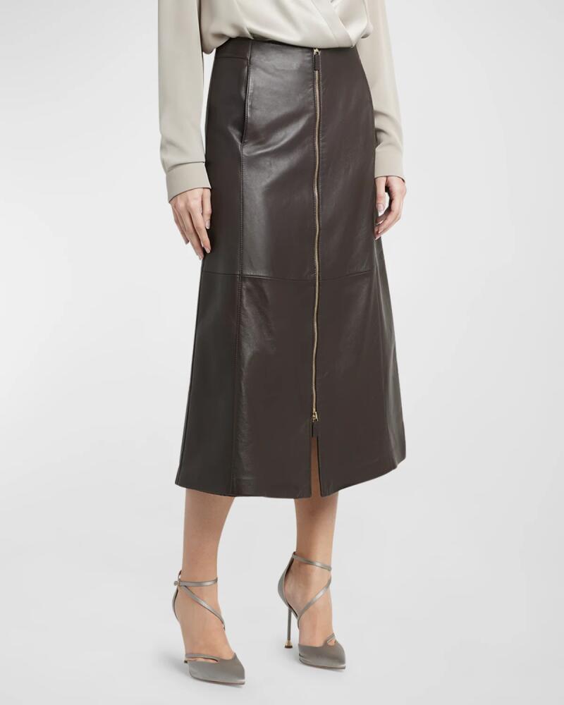 Giorgio Armani Zip-Up Leather Maxi Skirt Cover