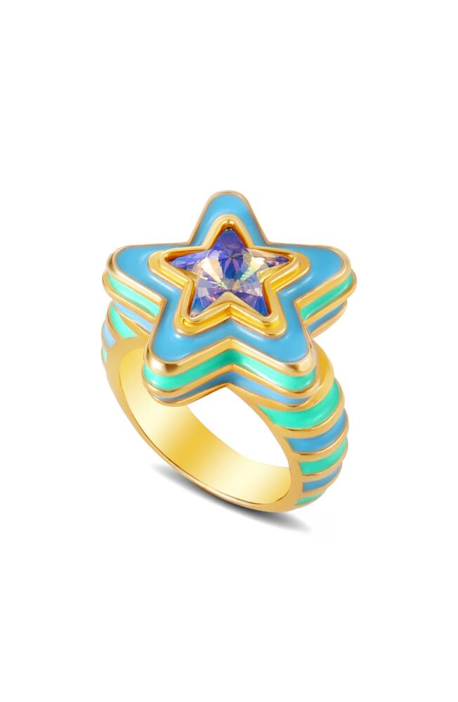 July Child Star Trippin' Signet Ring in Gold/Multi Cubic/Blue/Green Cover