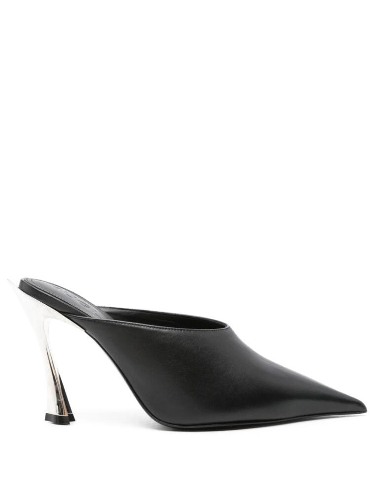 Mugler 95mm leather fang mules - Black Cover