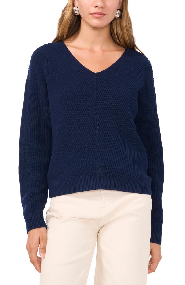 1.STATE Diagonal Rib V-neck Sweater in Classic Navy Cover