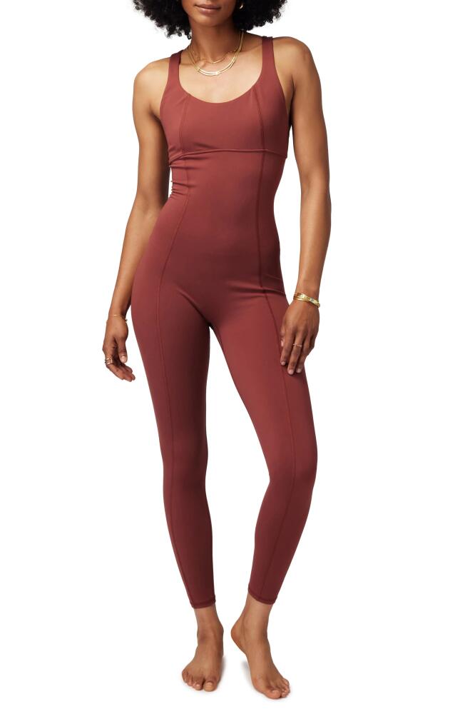 Spiritual Gangster Flaunt Fitted Dream Tech Jersey Jumpsuit in Washed Burgundy Cover