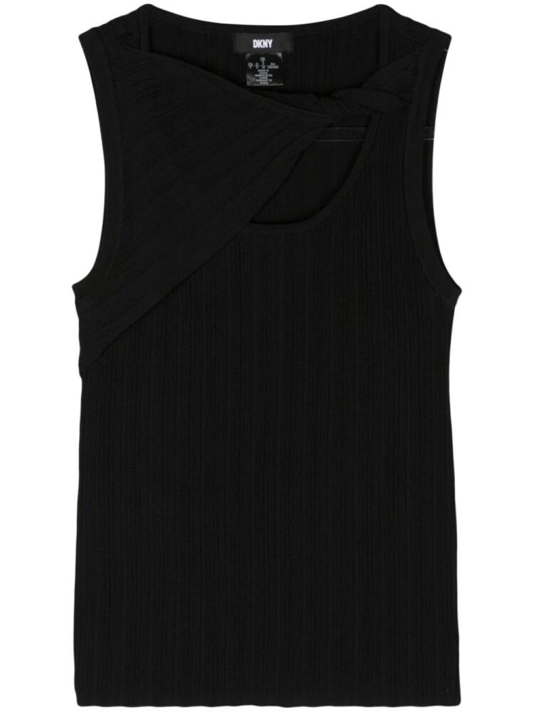 DKNY twist-detail ribbed tank top - Black Cover