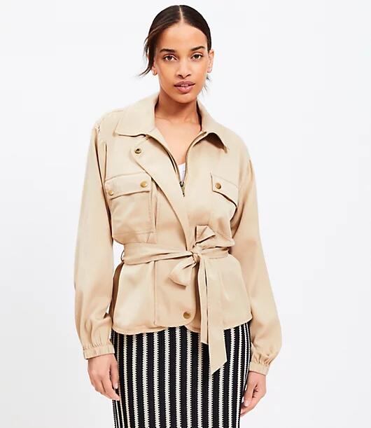 Loft Petite Tie Waist Utility Jacket Cover