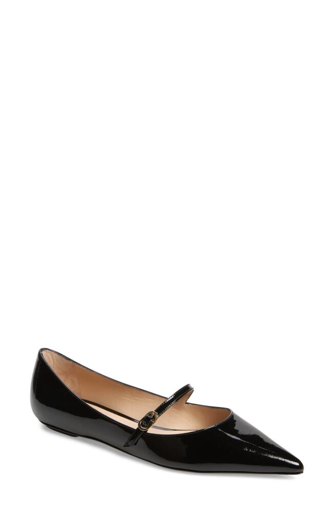 Stuart Weitzman Emilia Mary Jane Flat in Black Patent Cover