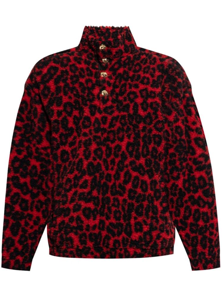 Alexander McQueen leopard-print fleece sweatshirt - Red Cover