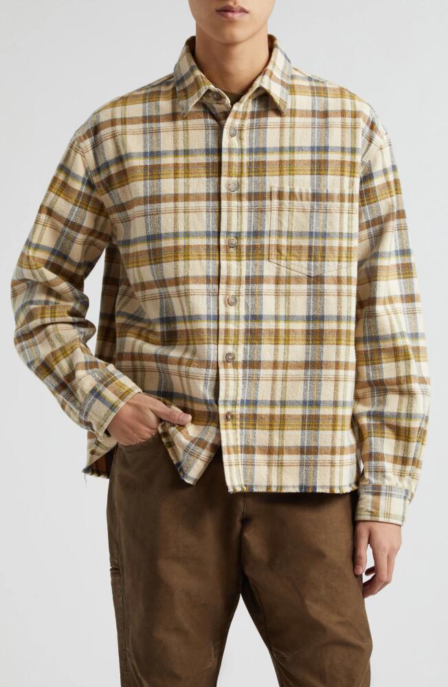 John Elliott Hemi Oversize Plaid Flannel Button-Up Shirt in Highland Cover