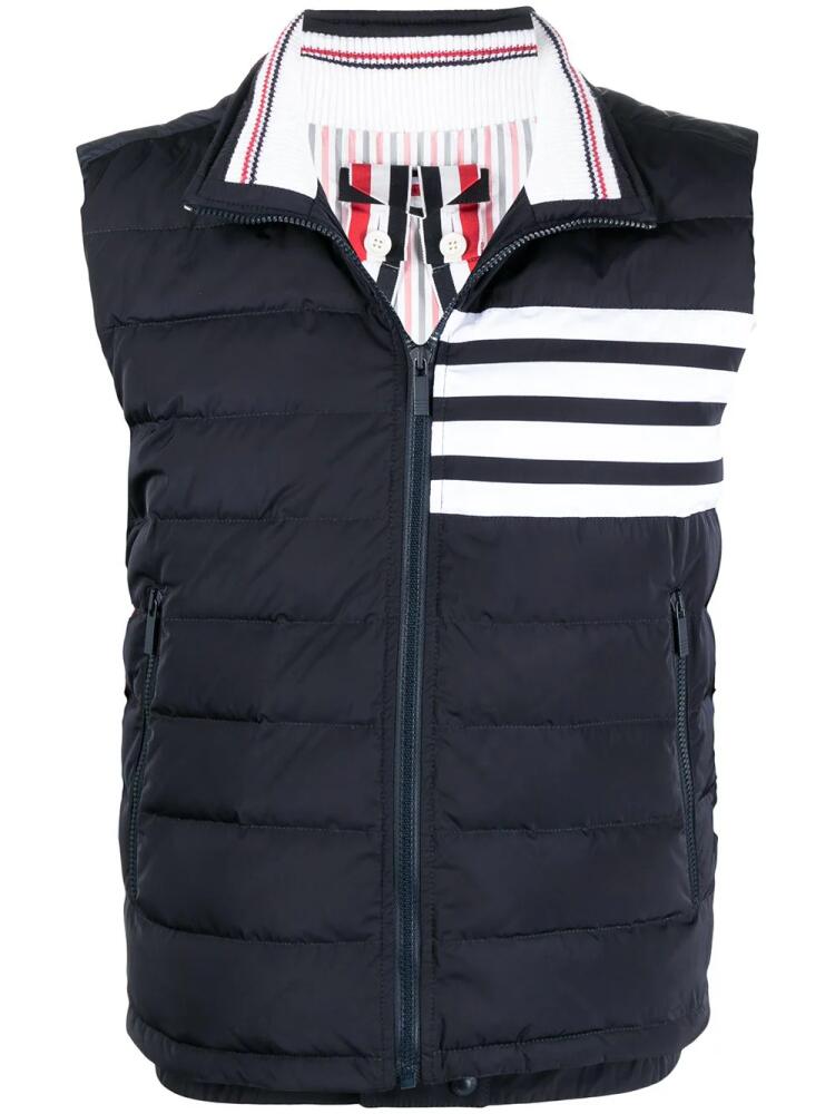 Thom Browne 4-Bar motif puffer gilet - Blue Cover