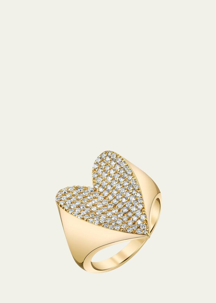 Sheryl Lowe 14K Yellow Gold Folded Heart Pave Diamond Ring Cover