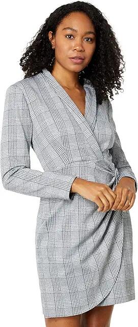 Donna Morgan Metallic Plaid Blazer Dress (Grey/Black) Women's Dress Cover