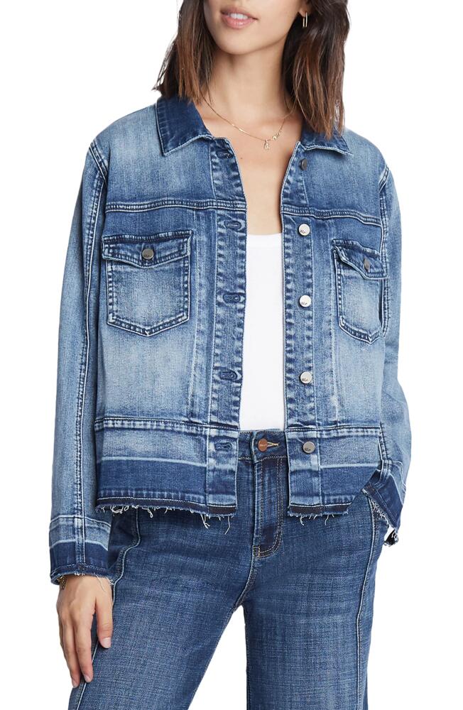 Wash Lab Denim Step Up Raw Hem Denim Jacket in Chill Blue Light Cover