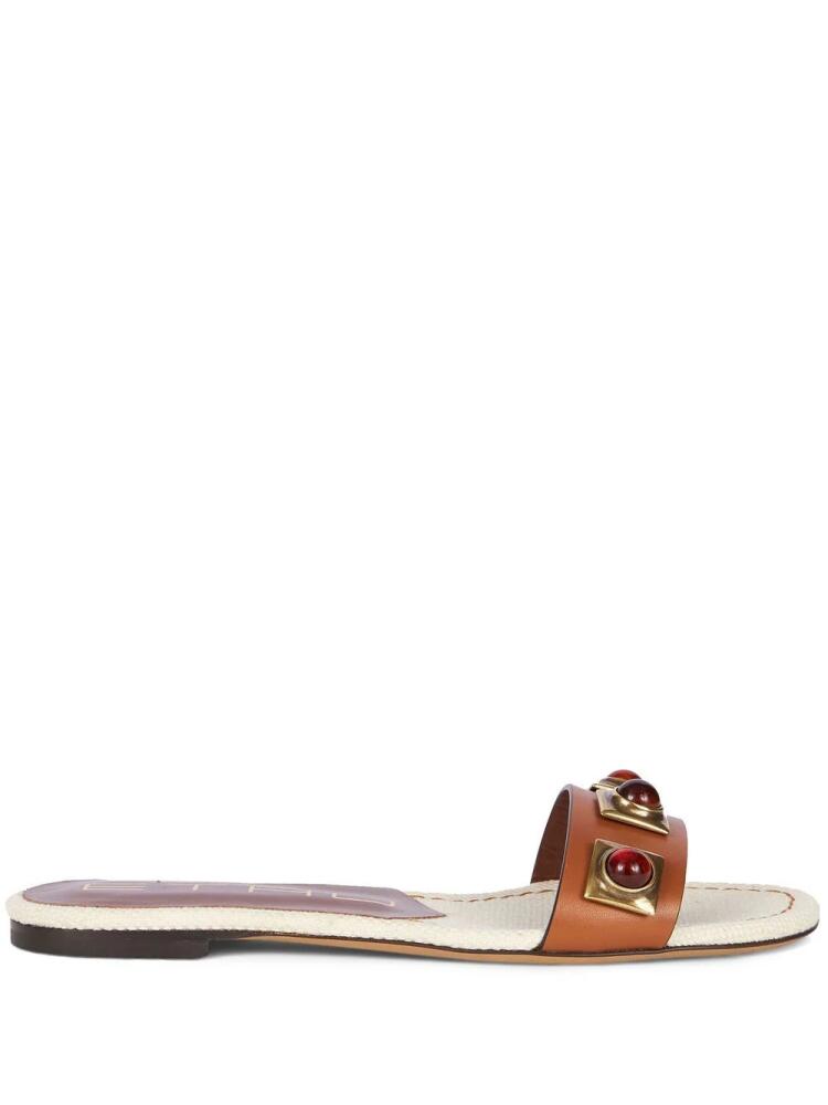 ETRO studded leather slides - Brown Cover