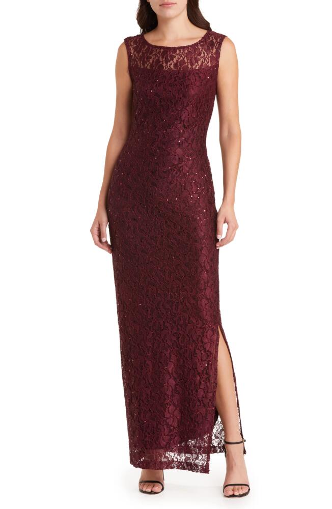 Connected Apparel Stretch Lace Gown in Bordeaux 1 Cover