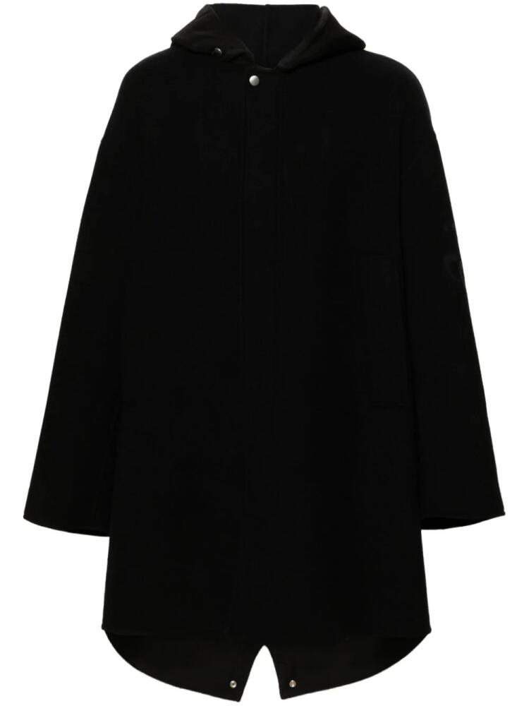 Jil Sander + logo-jacquard coat - Black Cover