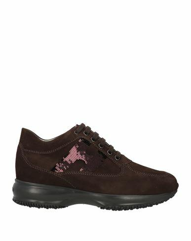 Hogan Woman Sneakers Dark brown Soft Leather Cover