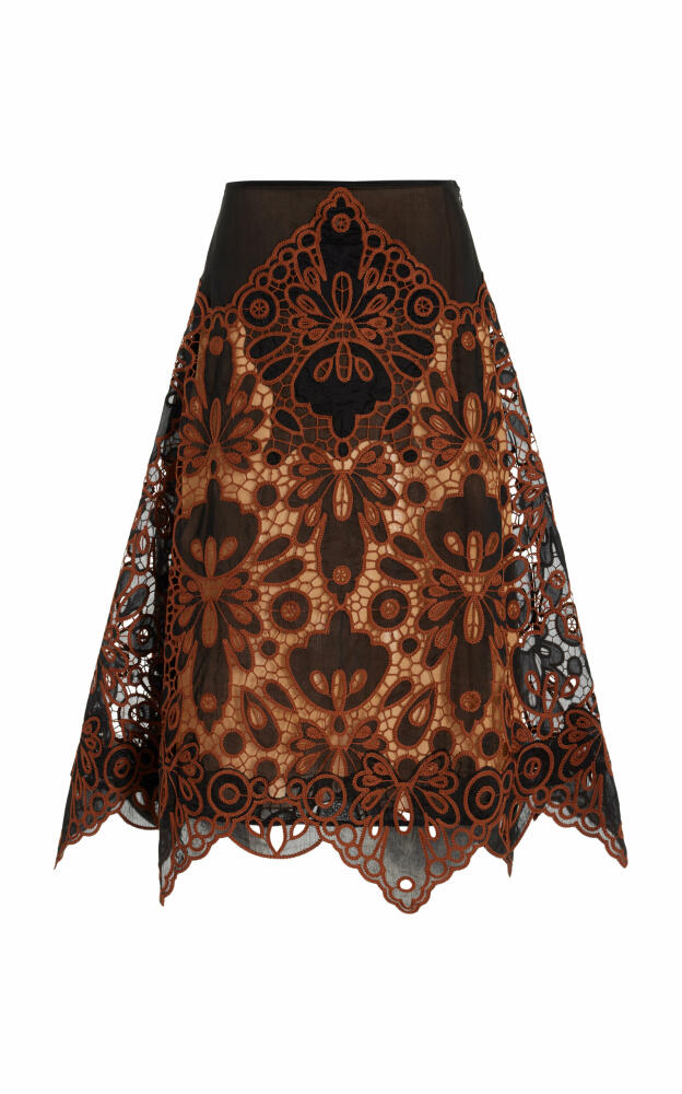 Johanna Ortiz - Quireme Mucho Lace Broderie Maxi Skirt - Brown Cover