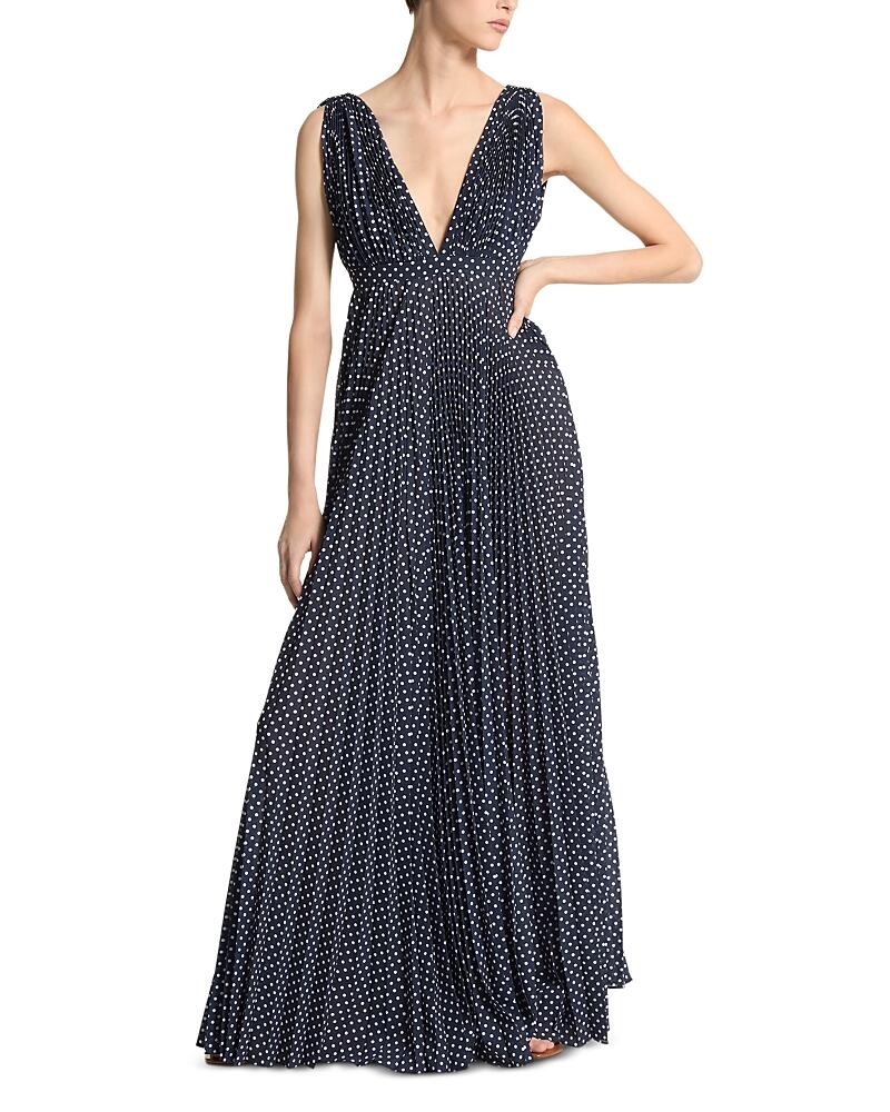 Michael Kors Collection Polka Dot Georgette Pleated Gown Cover