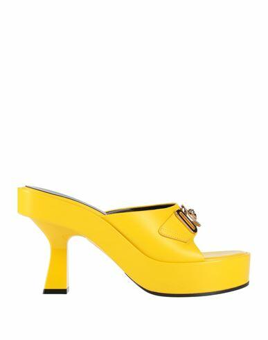 Versace Woman Sandals Yellow Soft Leather Cover