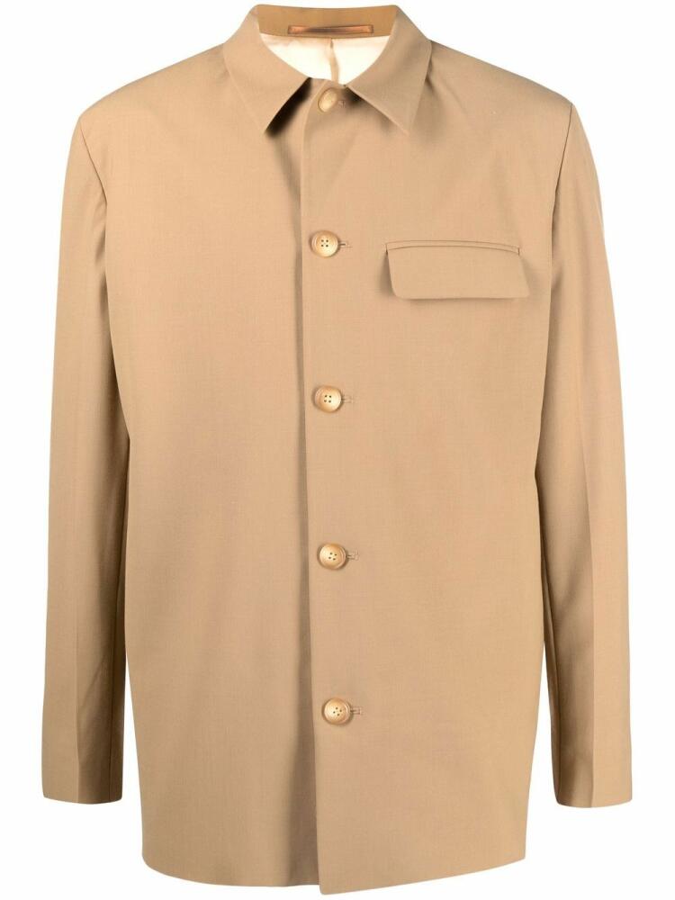 Nanushka button-up tailored overshirt - Neutrals Cover