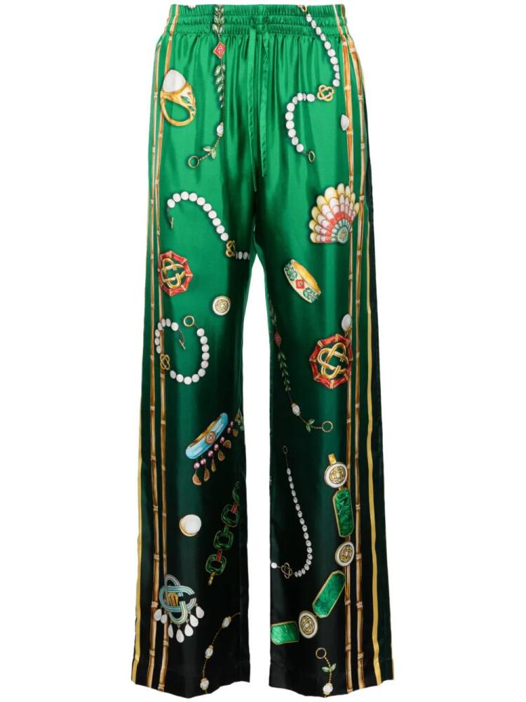 Casablanca La Boite A Bijoux silk trousers - Green Cover