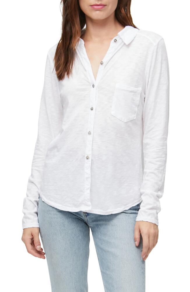 Michael Stars Ayla Slub Knit Button-Up Shirt in White Cover