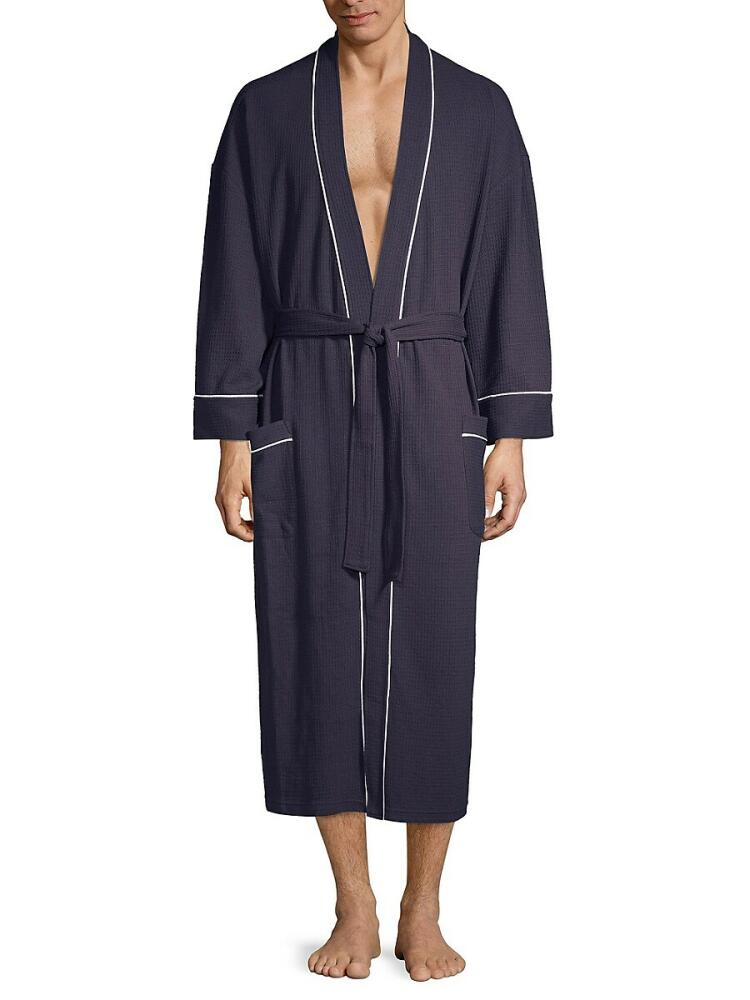 Saks Fifth Avenue Men's Waffle Knit Robe - Navy Cover