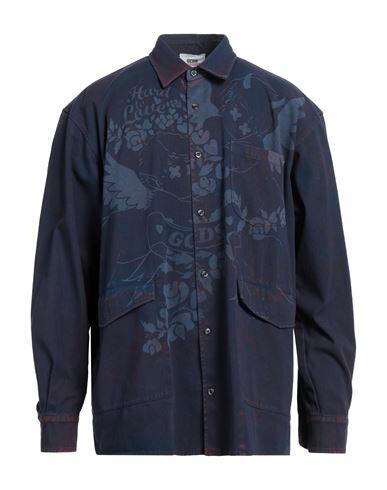 Gcds Man Shirt Midnight blue Cotton Cover