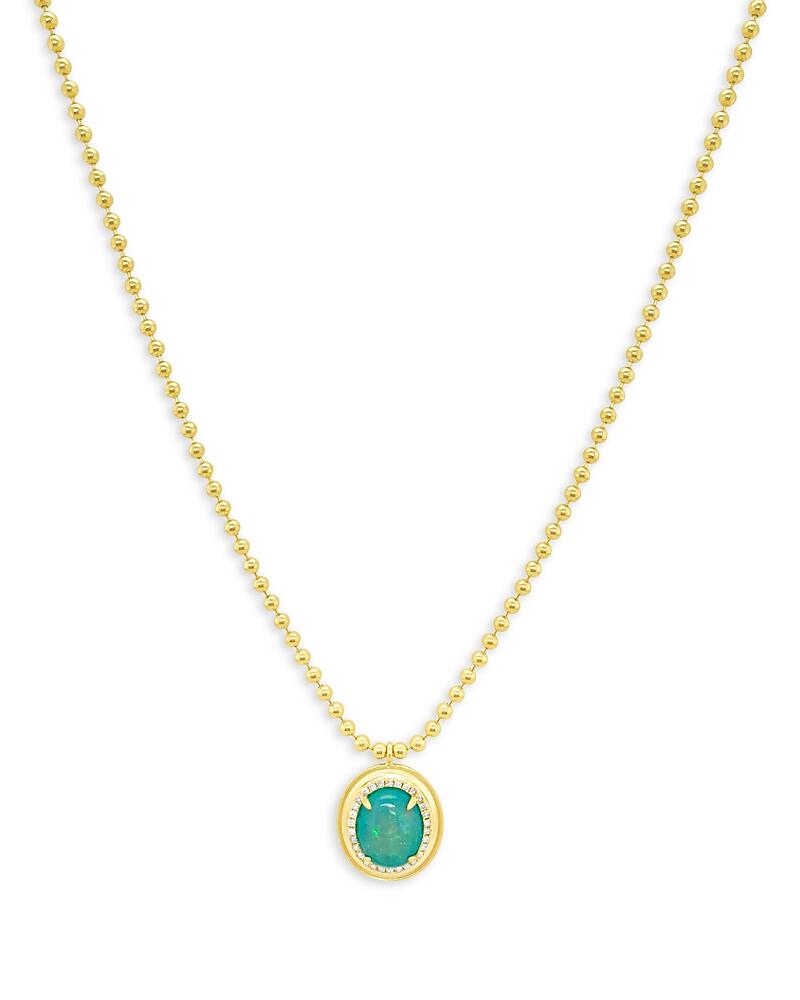 Meira T 14K Yellow Gold Opal & Diamond Halo Pendant Necklace, 18 Cover