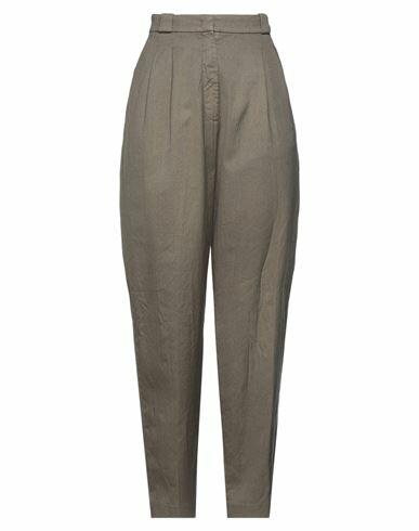 Pence Woman Pants Khaki Cotton, Linen, Elastane Cover