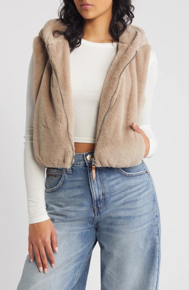 Thread & Supply Mink Faux Fur Hooded Vest in Beige Cover