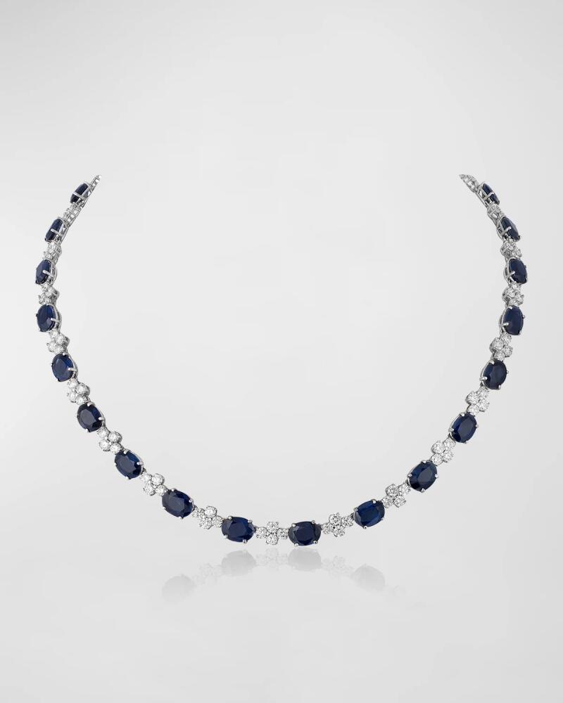 Andreoli 18K White Gold Diamond Quad and Blue Sapphire Necklace Cover