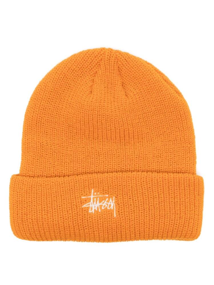 Stüssy embroidered-logo ribbed beanie - Orange Cover