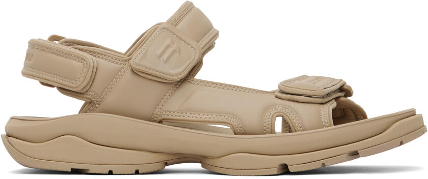 Balenciaga Taupe Faux-Leather Tourist Sandals Cover