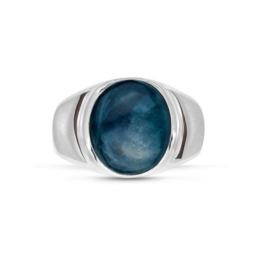 LuvMyJewelry Dark Blue Apatite Sterling Silver Men Signet Ring Cover